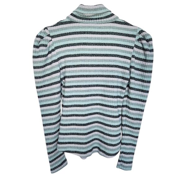 Maeve Anthropologie Striped Ribbed Turtleneck Knit Top S Casual Cozycore - Picture 2 of 7